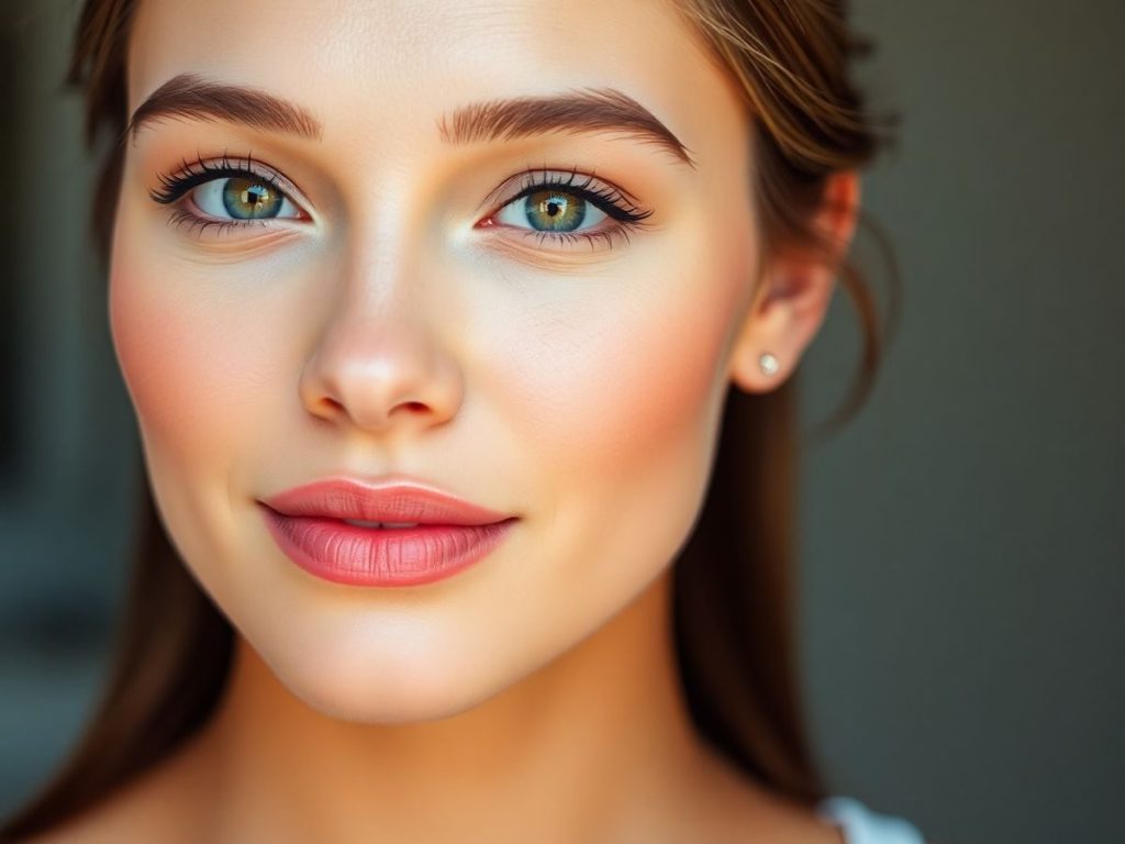 Descoperă cele mai noi trenduri makeup pentru un look impecabil în 2025 1 Fată zâmbitoare, machiată modern, cu ten luminos și buze definite.