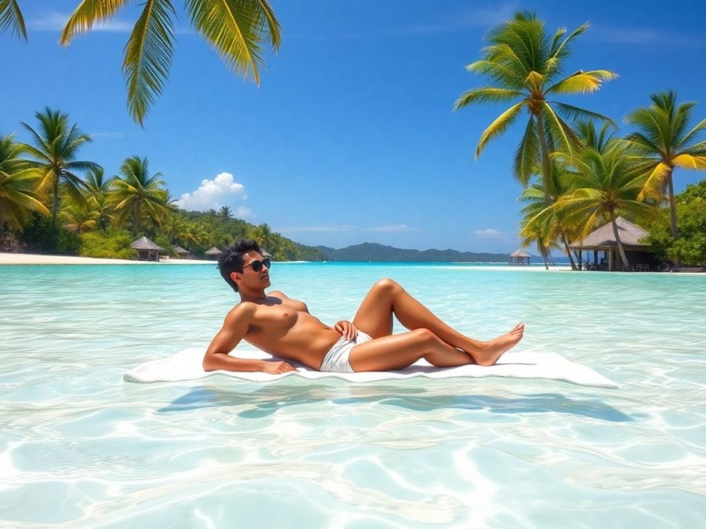 Destinațiile exotice preferate de celebrități pentru relaxare 1 Celebrități relaxându-se pe plaje tropicale luxoase.